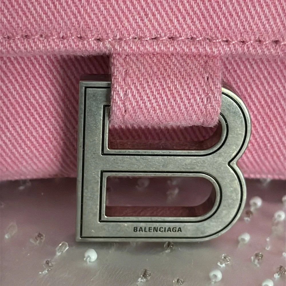 ❌SOLD❌ Authentic Balenciaga Pink Denim Sml Hourglass Top Handle - Picture 5 of 10